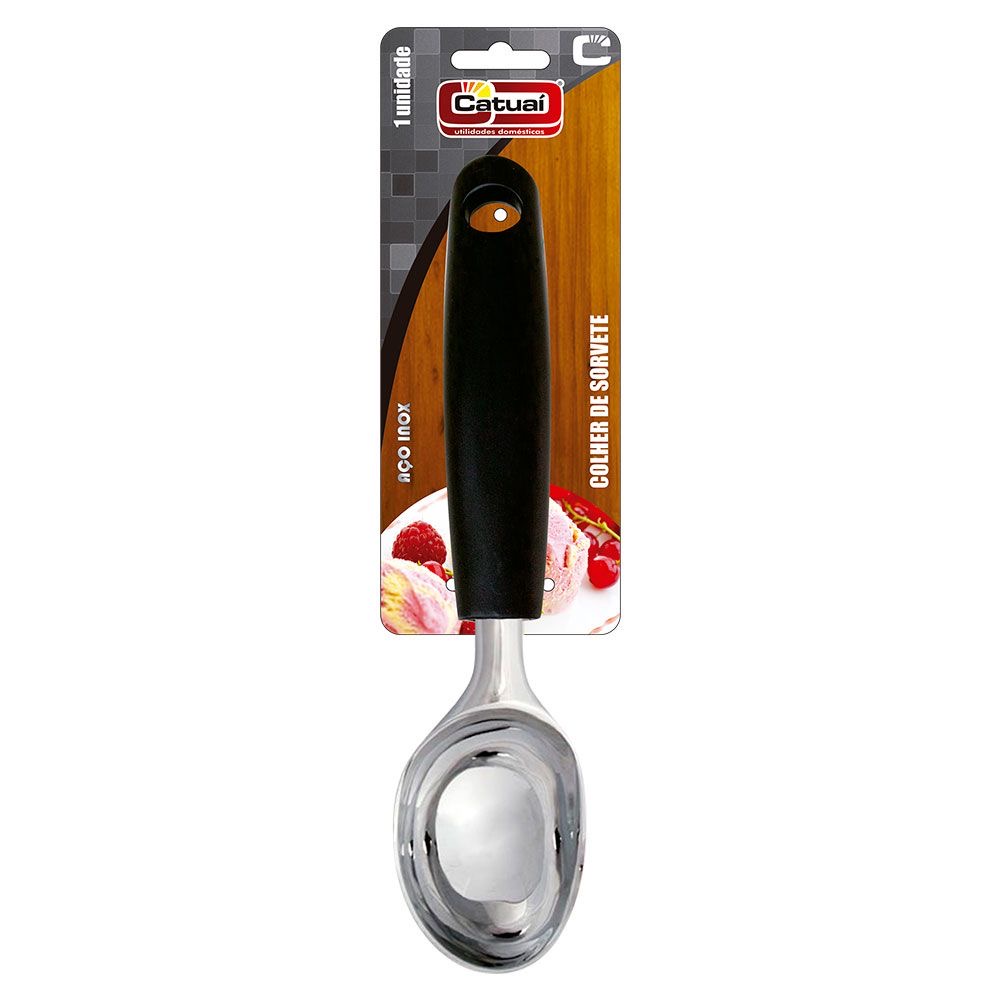 CATUAI - COLHER PARA SORVETE INOX CABO PRETO CATUAI - COLHER PARA SORVETE INOX CABO PRETO
