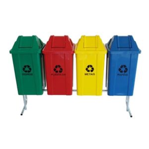 CONJUNTO PARA COLETA SELETIVA 60L COM 4 CESTOS Tpa VAI-VEM