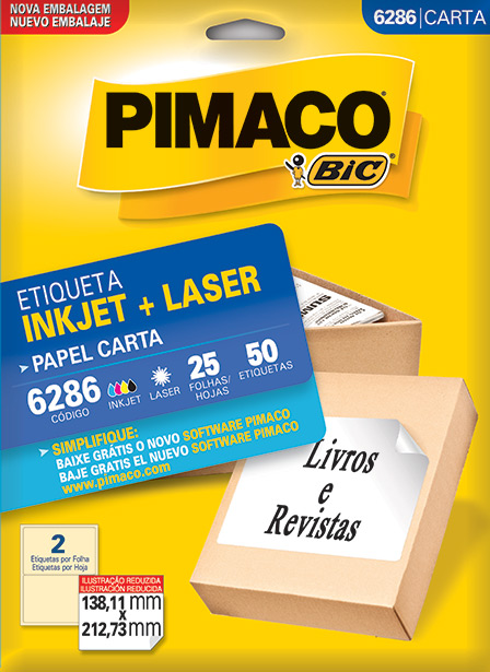 ETIQUETA PIMACO CR-6286 ETIQUETA PIMACO CR-6286 138X213 25 FOLHAS