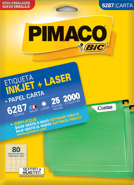 ETIQUETA PIMACO CR-6287 ETIQUETA PIMACO CR-6287 127X444 25 FOLHAS