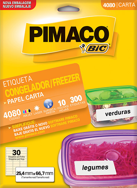 ETIQUETA PIMACO ESPECIAL 4080 ETIQUETA PIMACO ESPECIAL 4080 CONGELADOR 10 FOLHAS