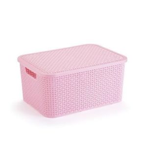 ORGANIZADOR RATTAN COM TAMPA ROSA 15LTS