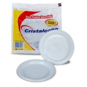 PRATO DE PLÁSTICO RASO N.25 BRANCO COM10 (CX COM 25PCT)